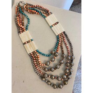 Beaded multi strand necklace